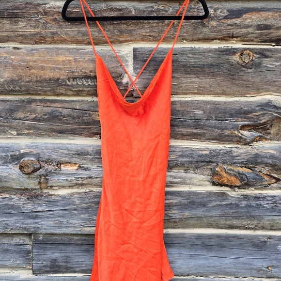 Zara Orange Slip Dress - Bodycon Baddie Size XXL - Picture 3 of 6